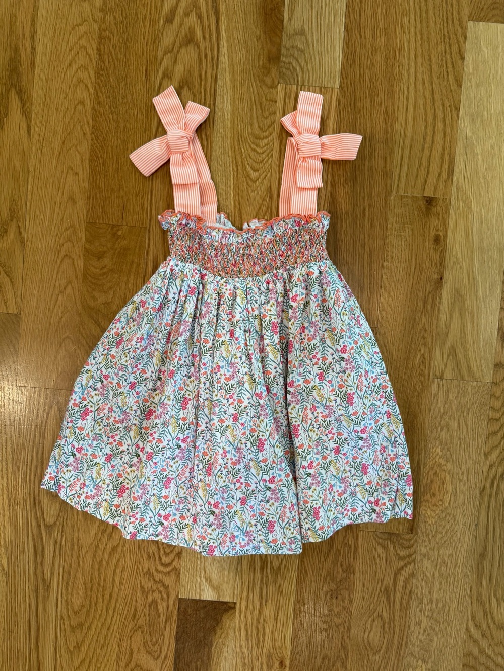 Girls Pink Floral Sundress with Bow Straps